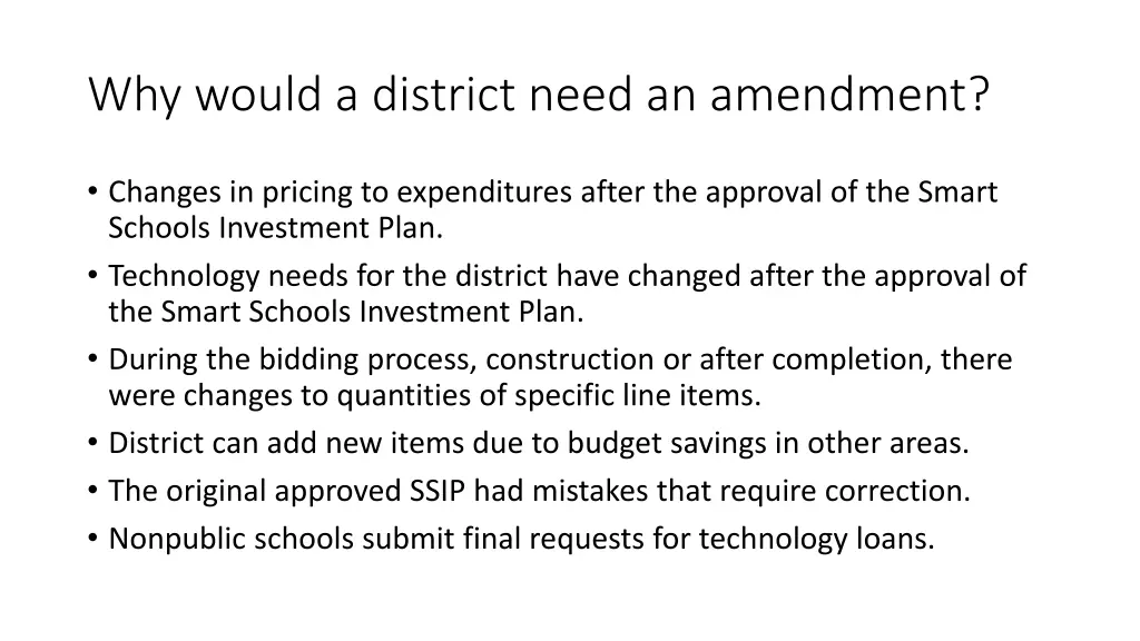 why would a district need an amendment