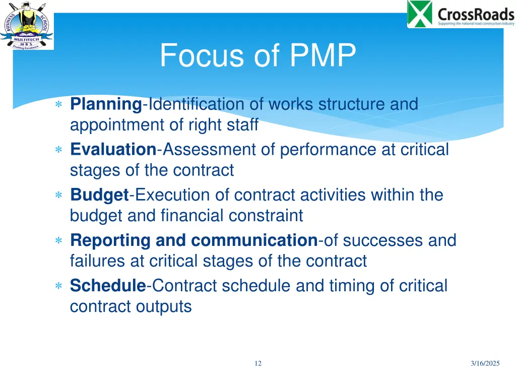 focus of pmp