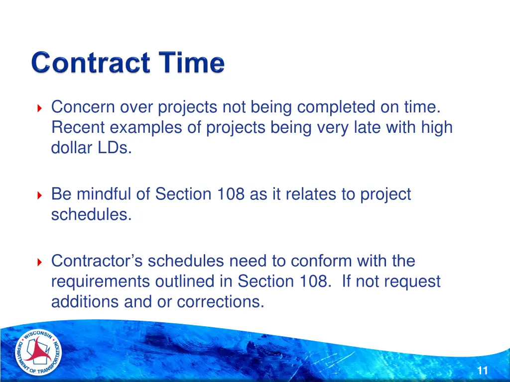 concern over projects not being completed on time