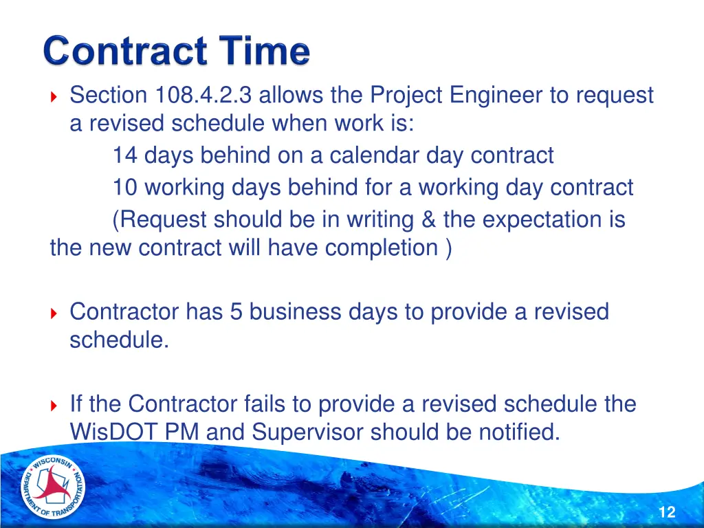 section 108 4 2 3 allows the project engineer
