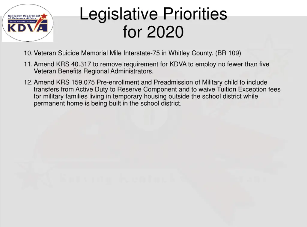 legislative priorities for 2020 1