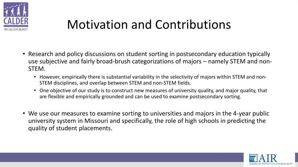 motivation and contributions