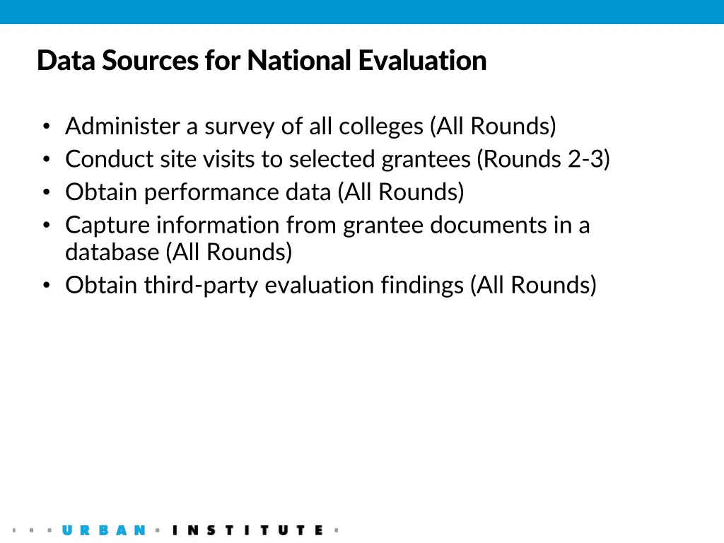 data sources for national evaluation