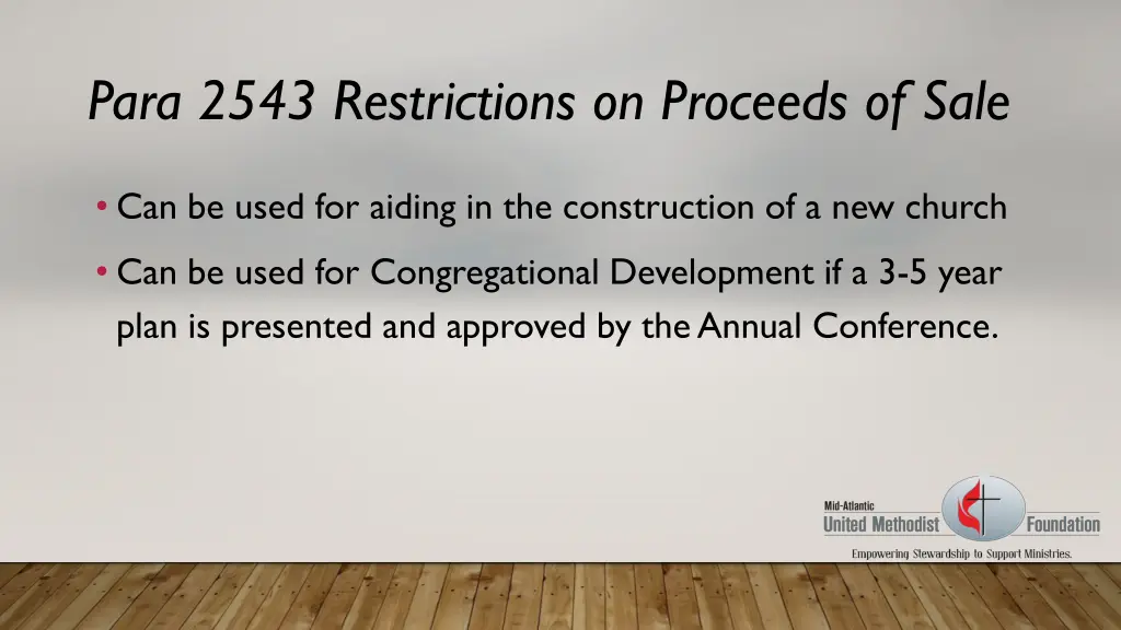 para 2543 restrictions on proceeds of sale 1