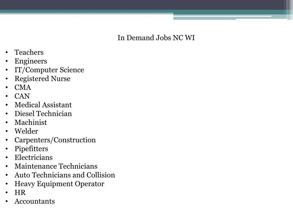 in demand jobs nc wi