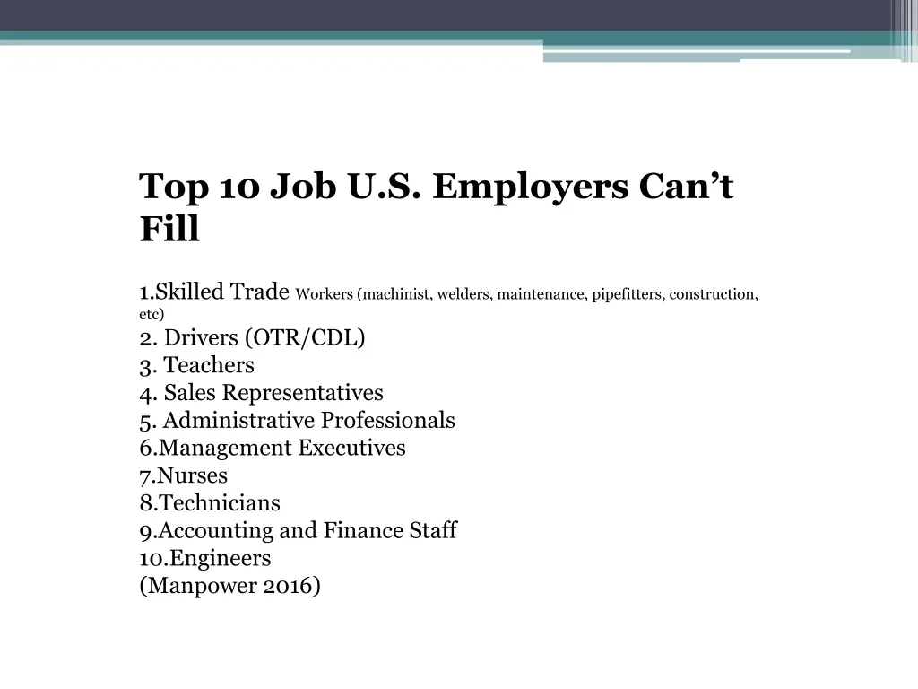 top 10 job u s employers can t fill