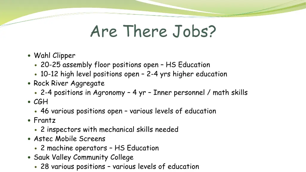 are there jobs