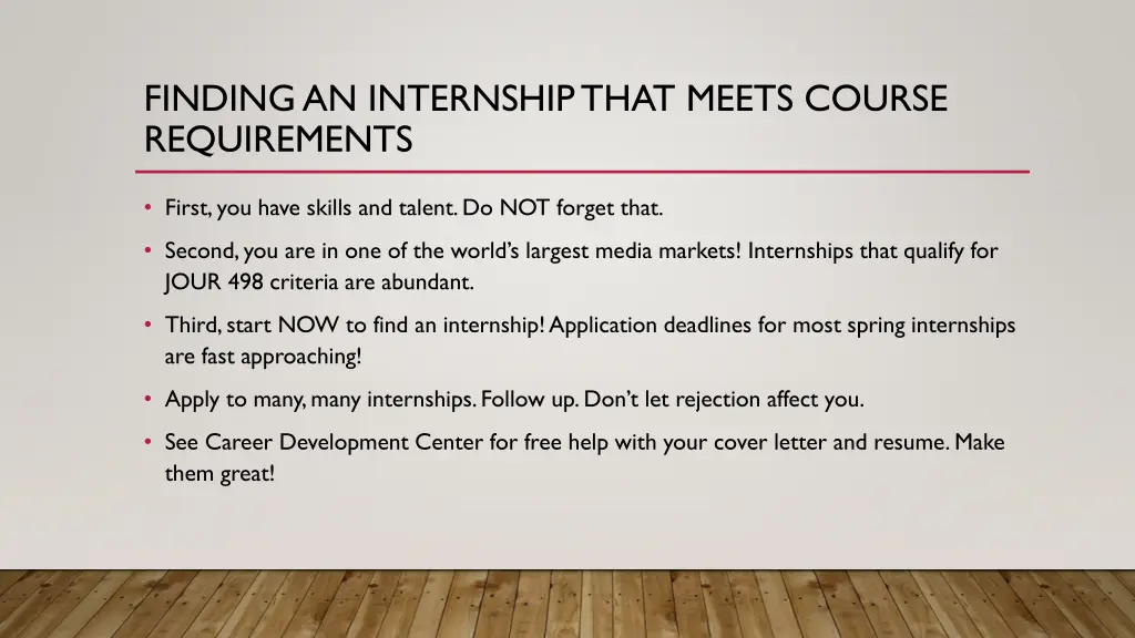 finding an internship that meets course
