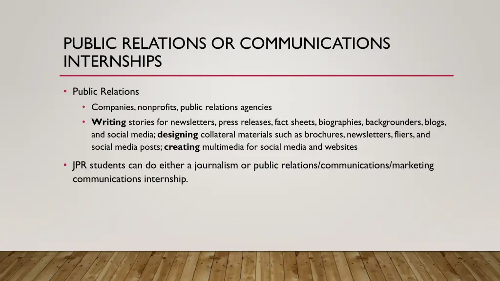public relations or communications internships