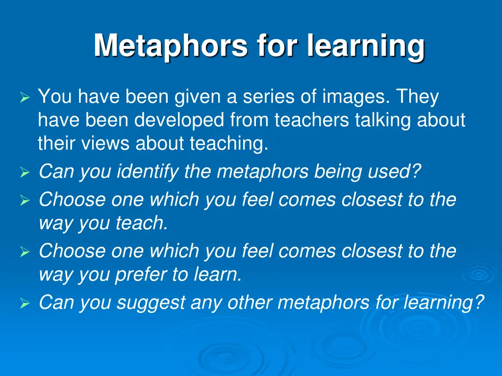 metaphors for learning 1