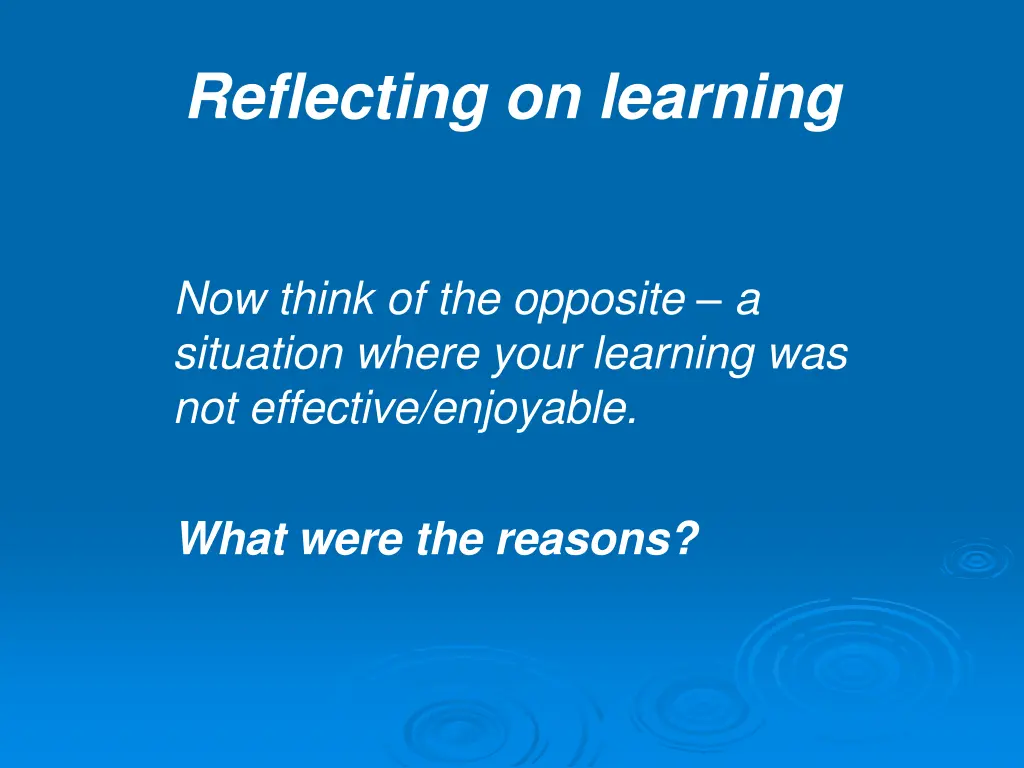 reflecting on learning 1