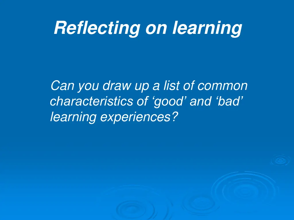 reflecting on learning 2