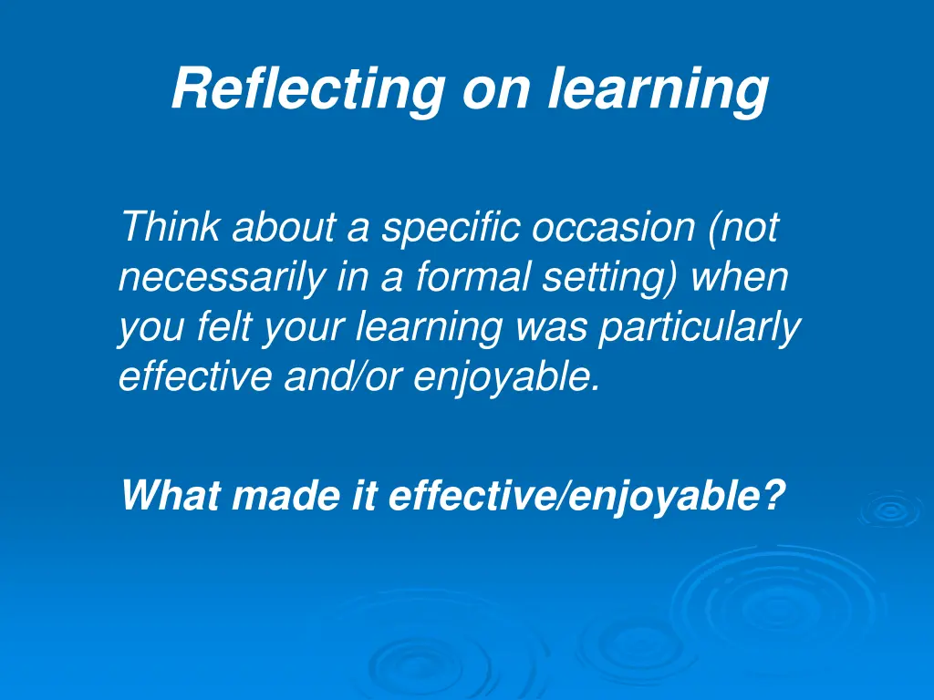 reflecting on learning