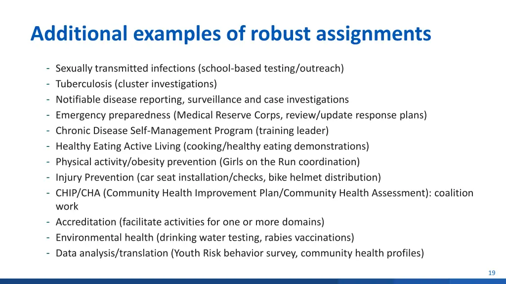 additional examples of robust assignments