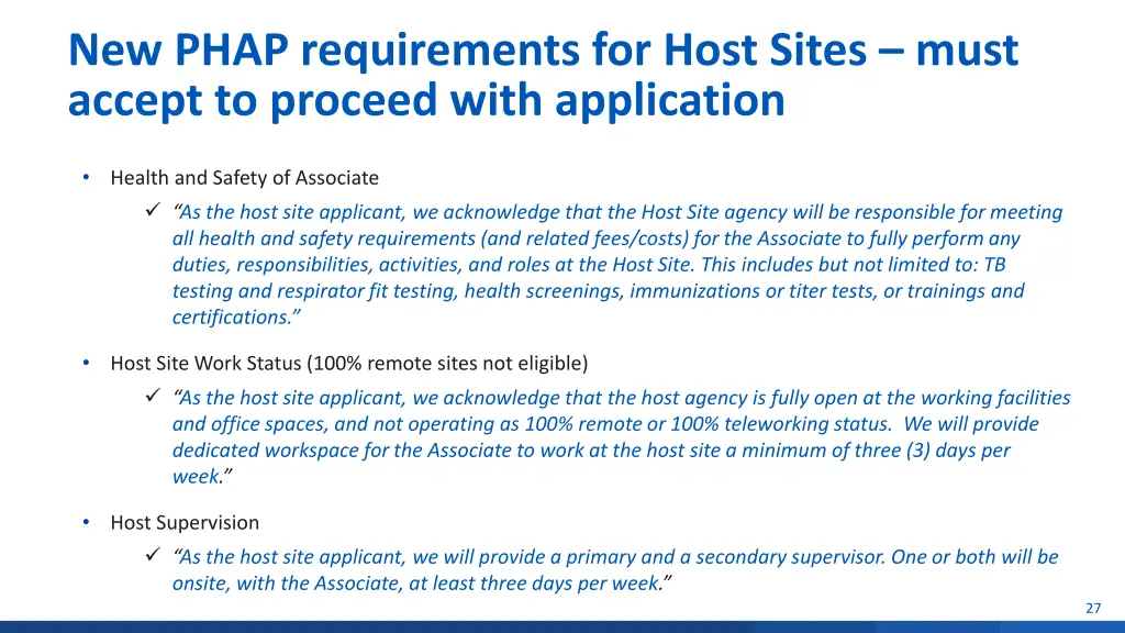 new phap requirements for host sites must accept