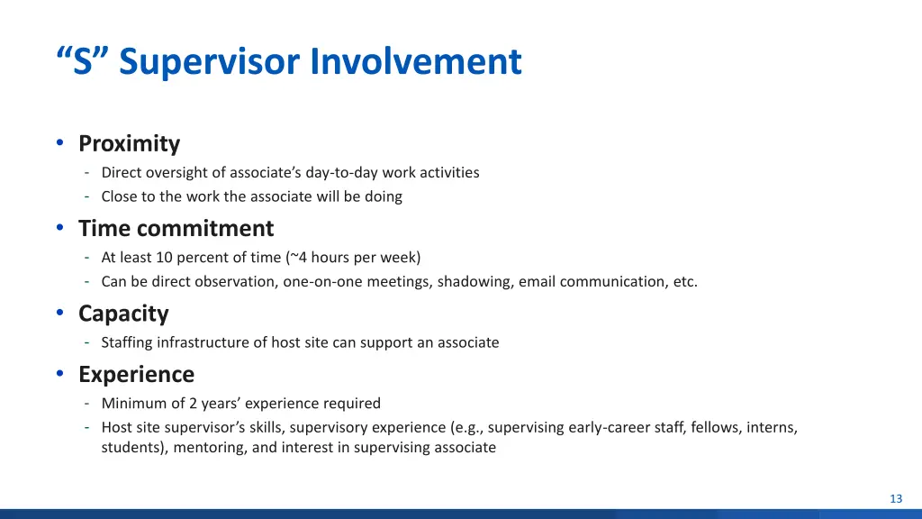 s supervisor involvement
