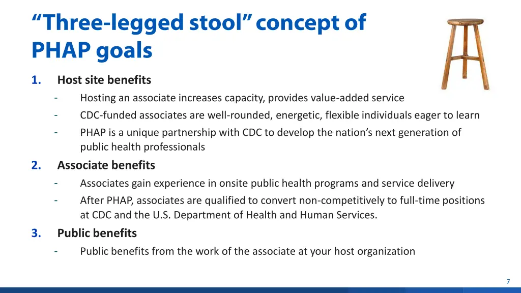 three legged stool concept of phap goals