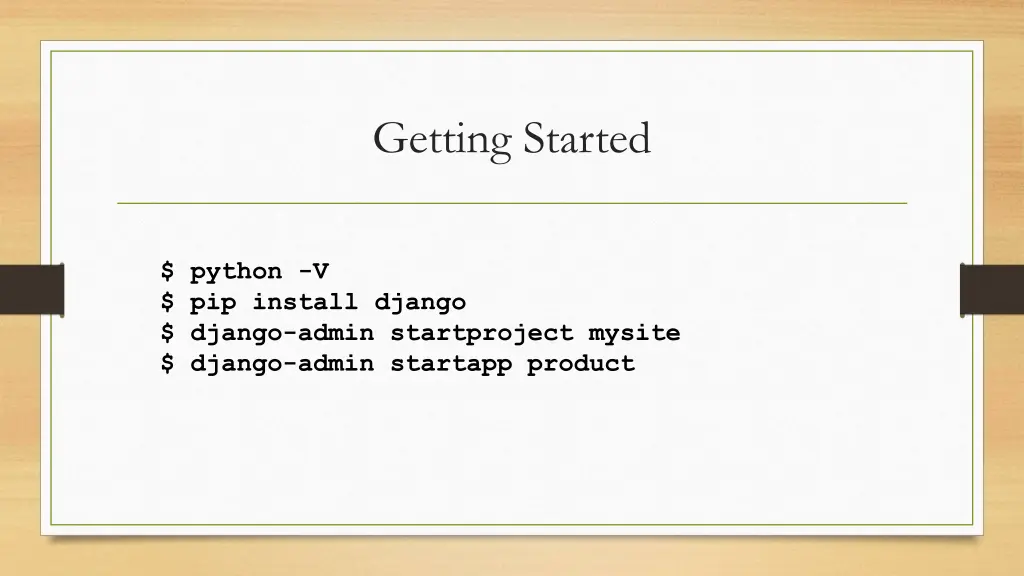 getting started