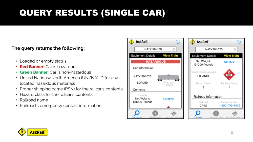 query results single car