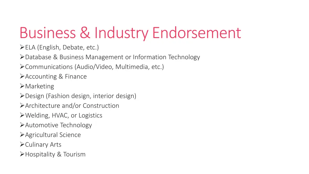 business industry endorsement ela english debate