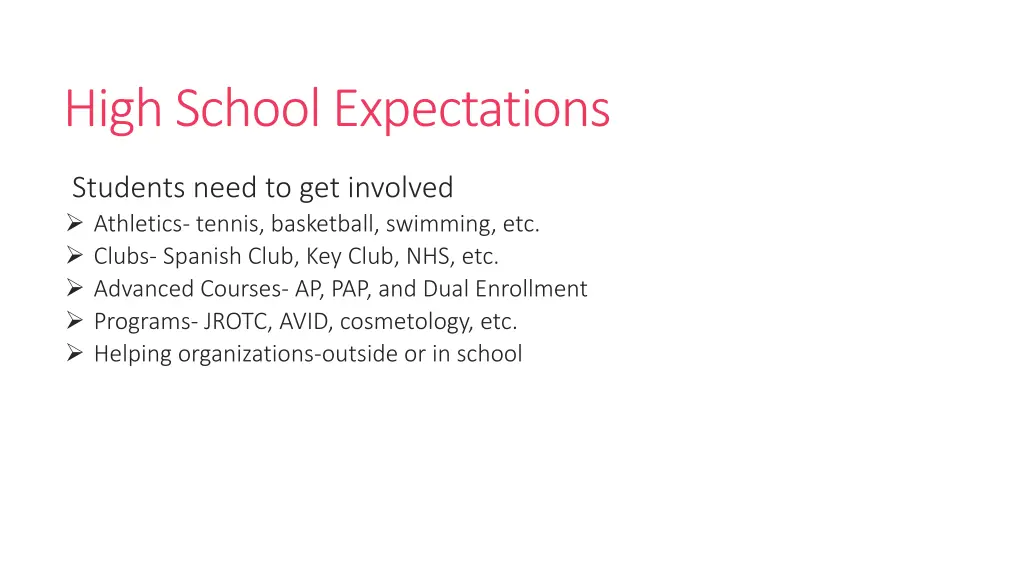 high school expectations 1
