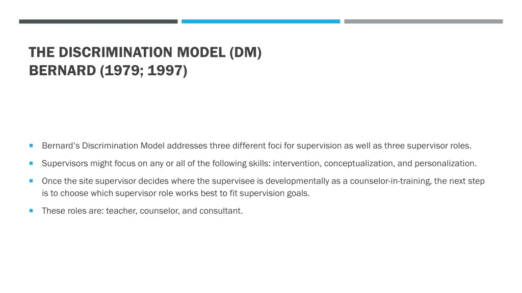 the discrimination model dm bernard 1979 1997