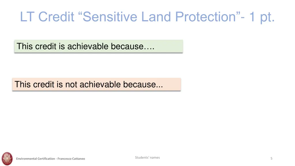 lt credit sensitive land protection 1 pt 1