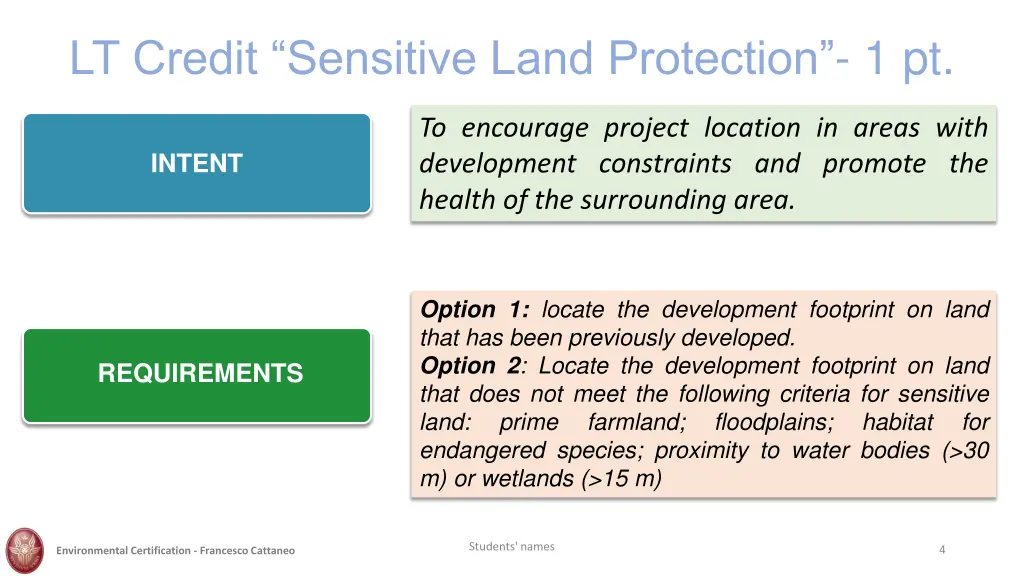 lt credit sensitive land protection 1 pt