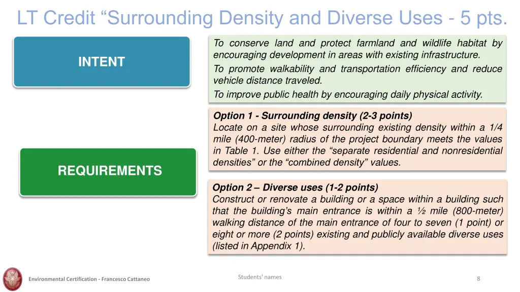 lt credit surrounding density and diverse uses