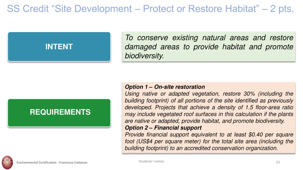 ss credit site development protect or restore