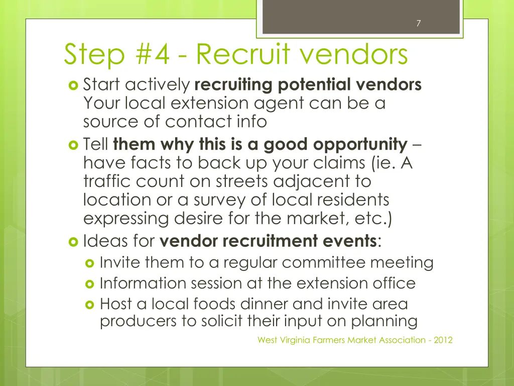 step 4 recruit vendors start actively recruiting