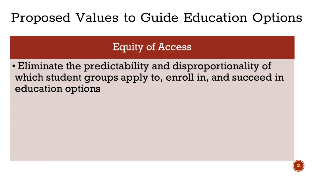 proposed values to guide education options 1