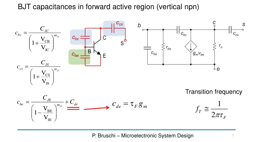 bjt capacitances in forward active region