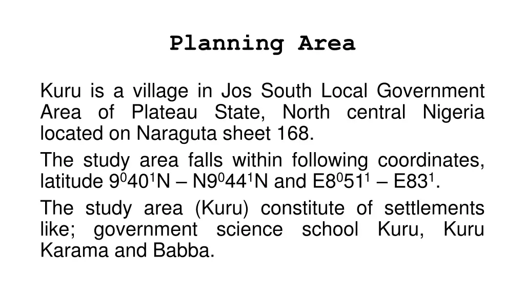 planning area