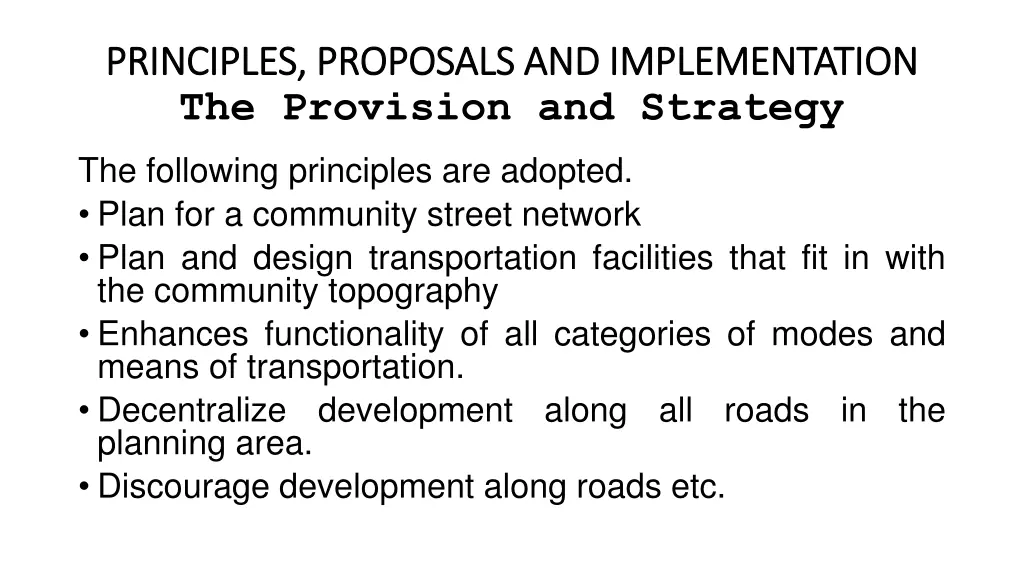 principles proposals and implementation