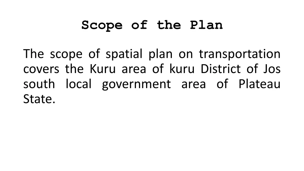 scope of the plan