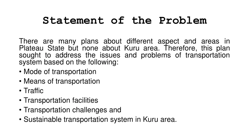 statement of the problem