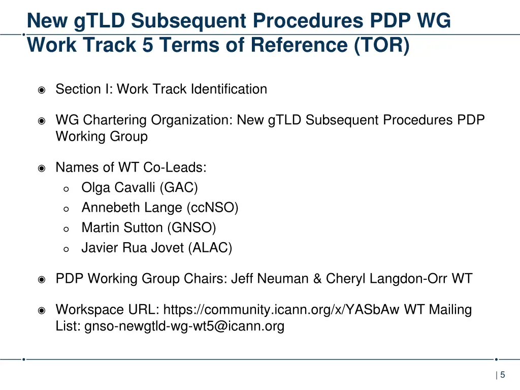 new gtld subsequent procedures pdp wg work track