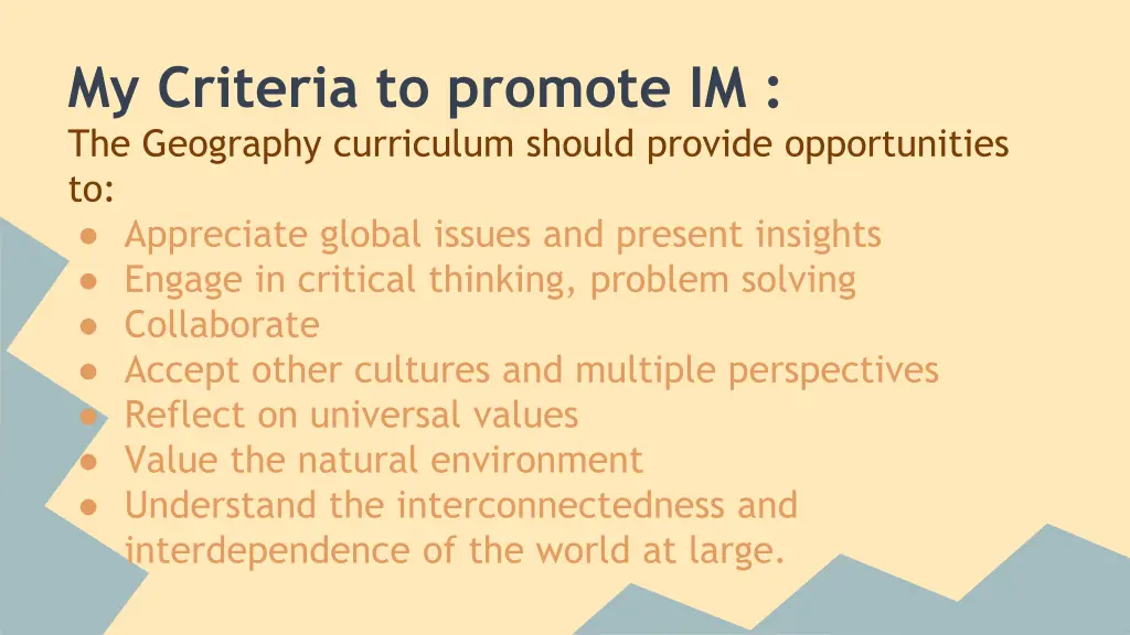 my criteria to promote im the geography