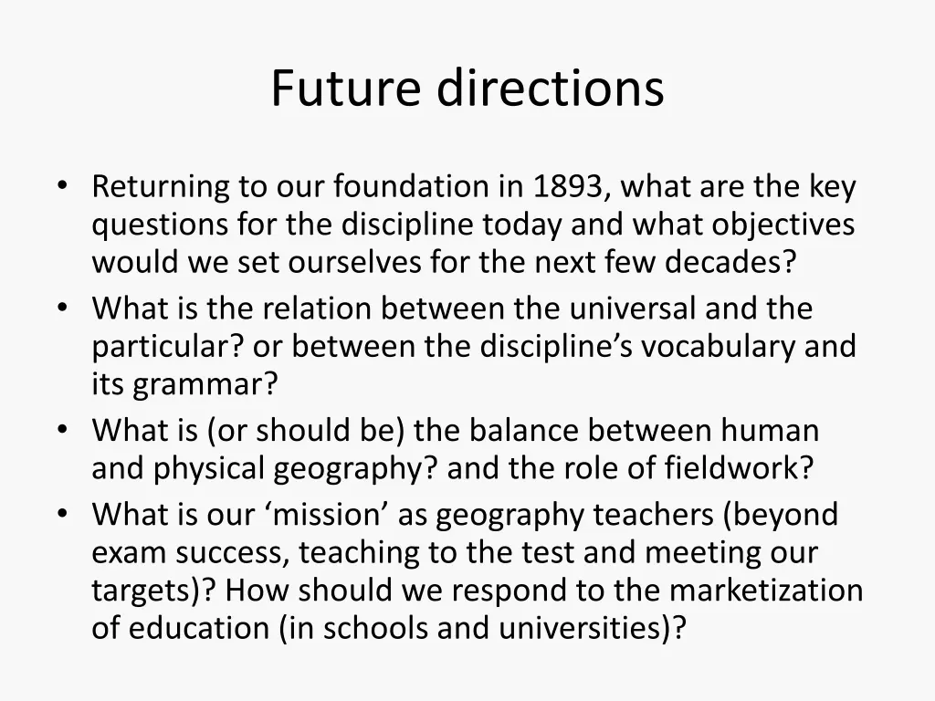 future directions
