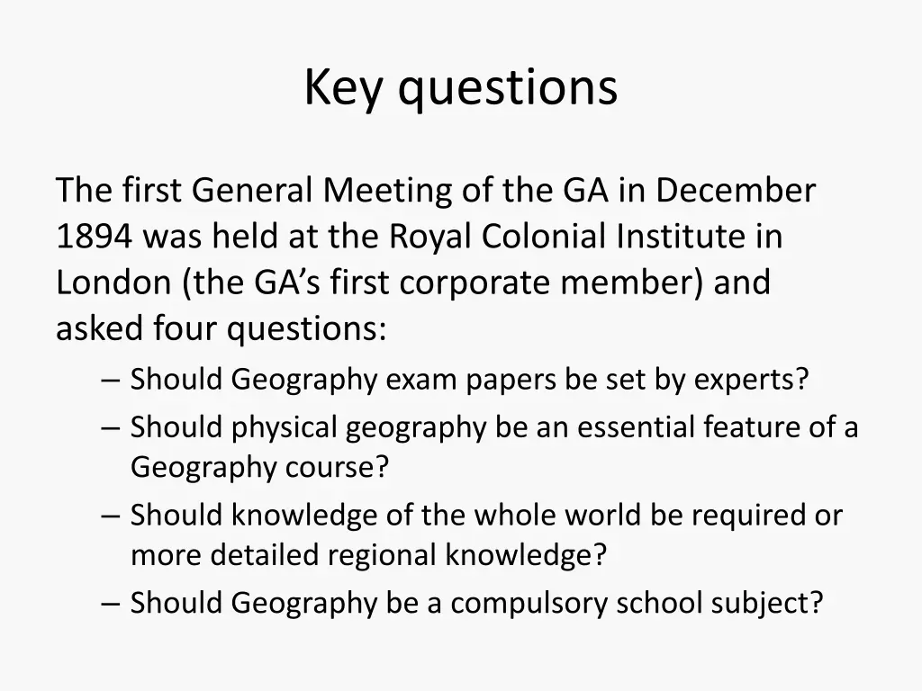 key questions