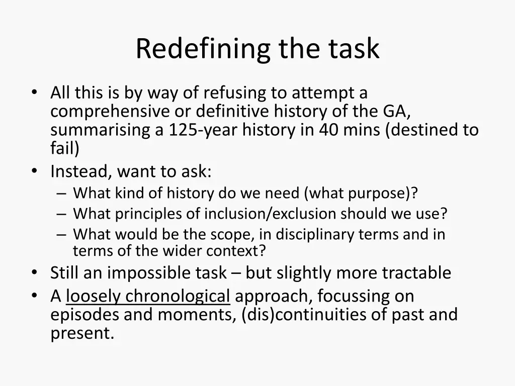 redefining the task