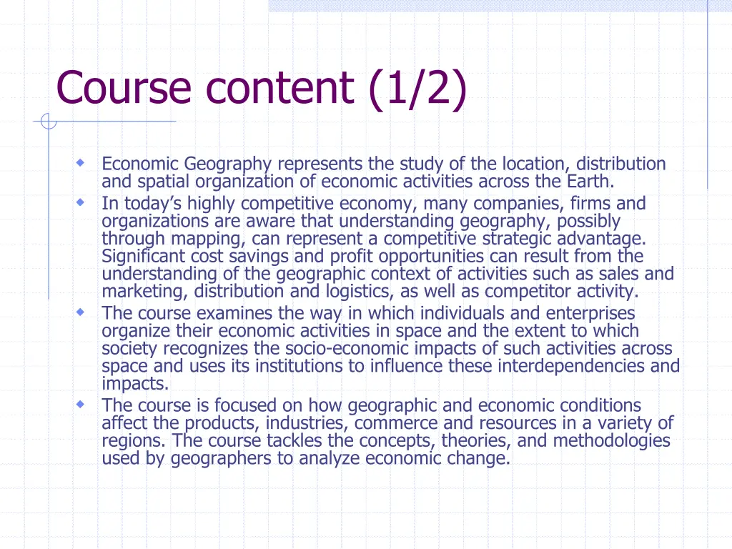 course content 1 2