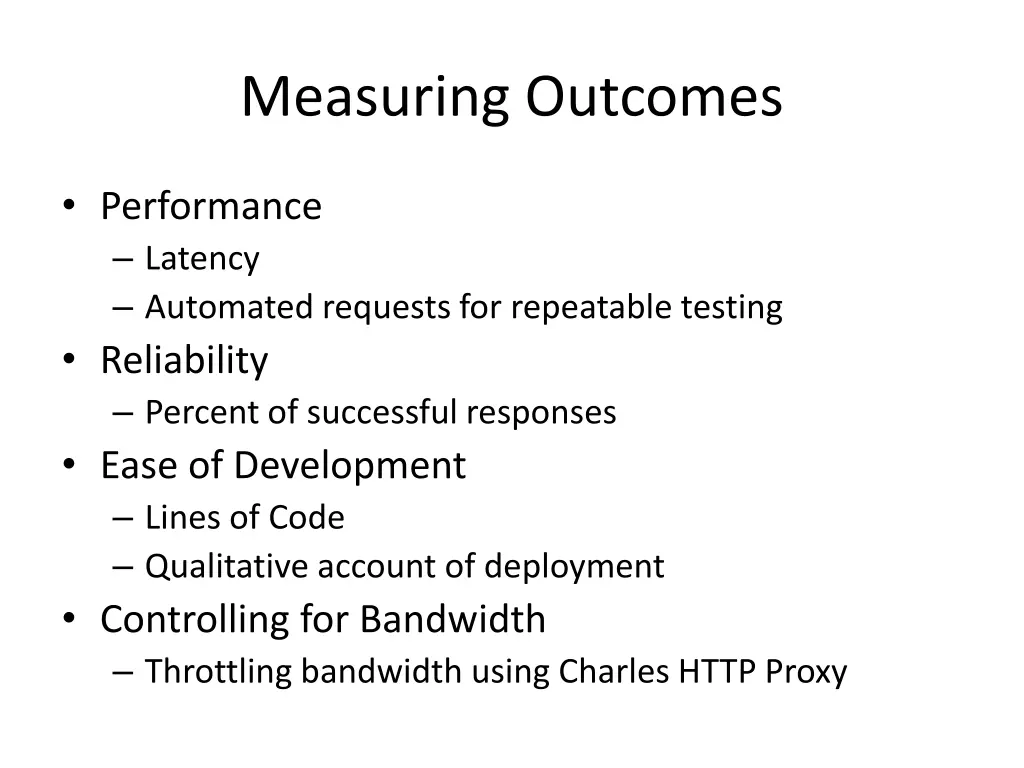 measuring outcomes