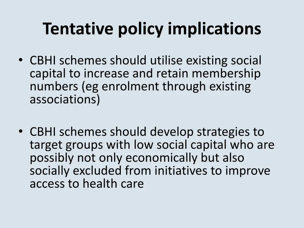 tentative policy implications 1