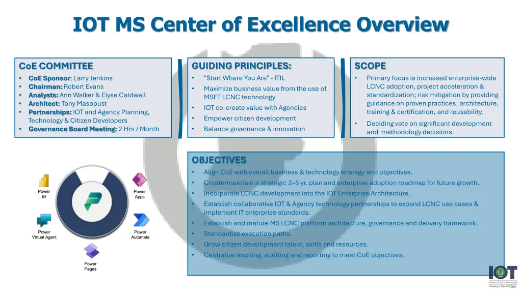 iot ms center of excellence overview