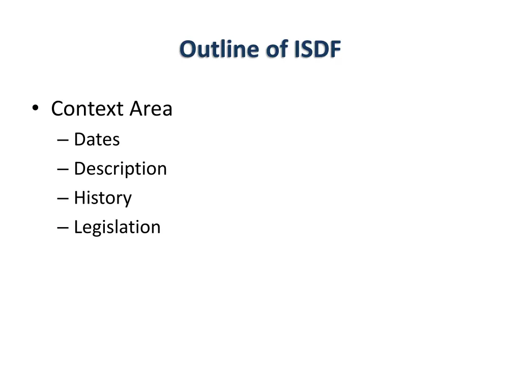 outline of isdf 2
