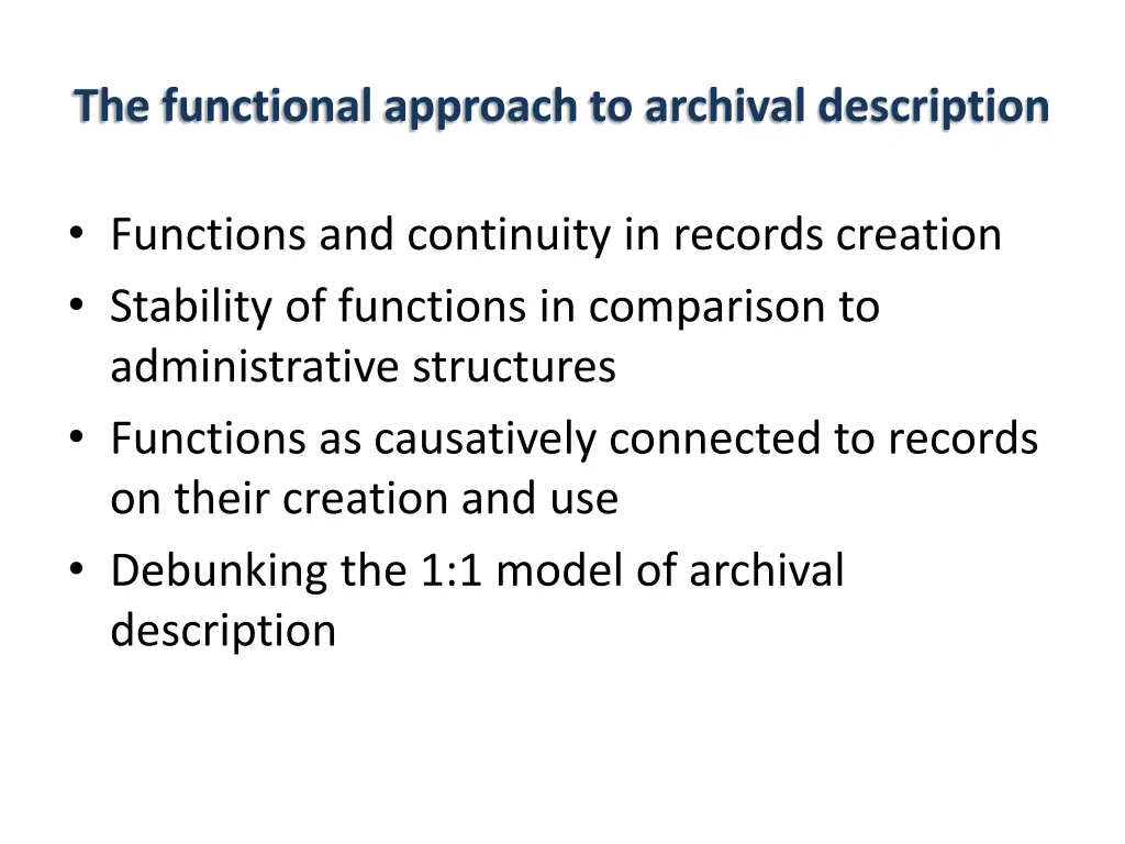 the functional approach to archival description