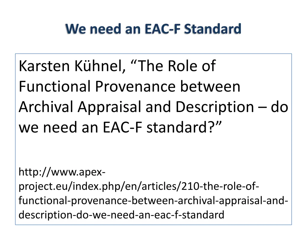 we need an eac f standard