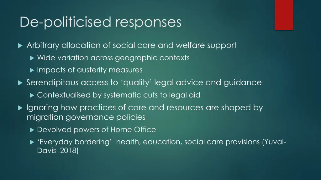 de politicised responses